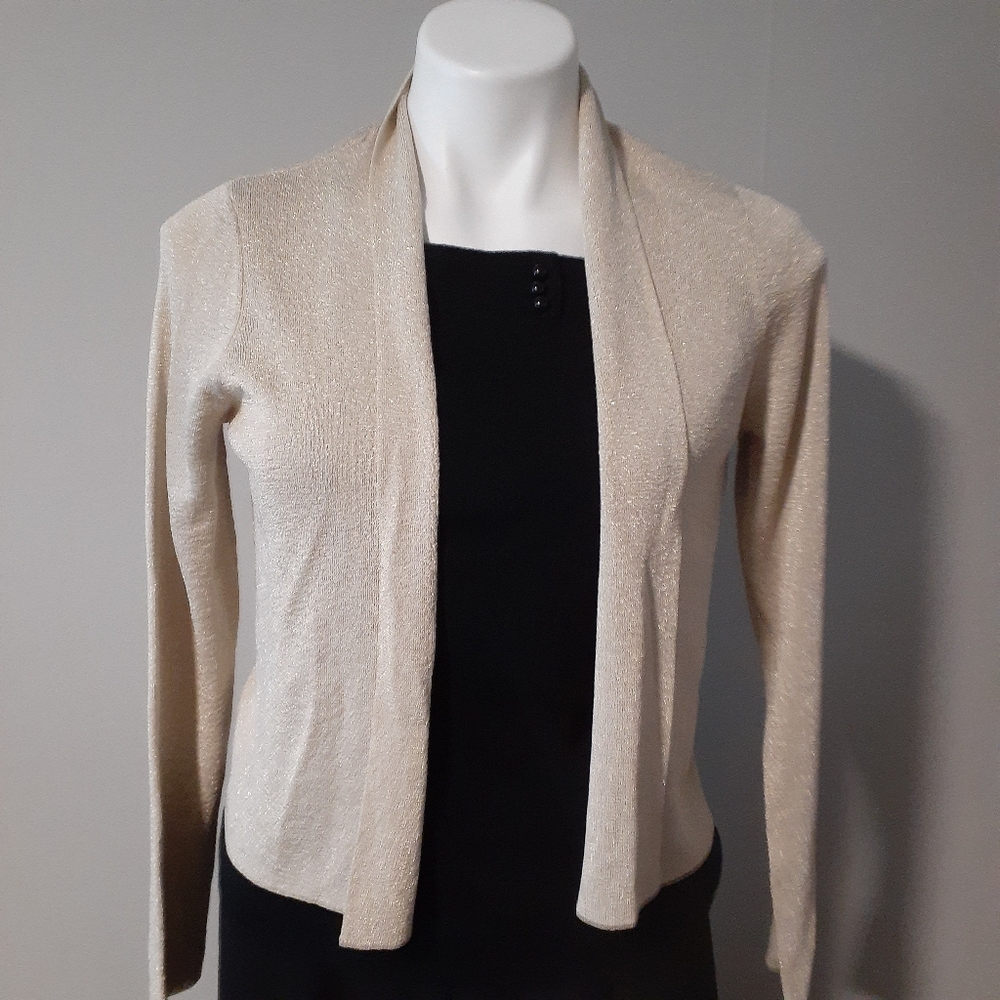 Eileen Fisher Gold Shimmer Cropped Cardigan NWT SRP $288